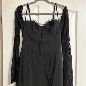 Princess Polly Black Lace Long Sleeve Dress